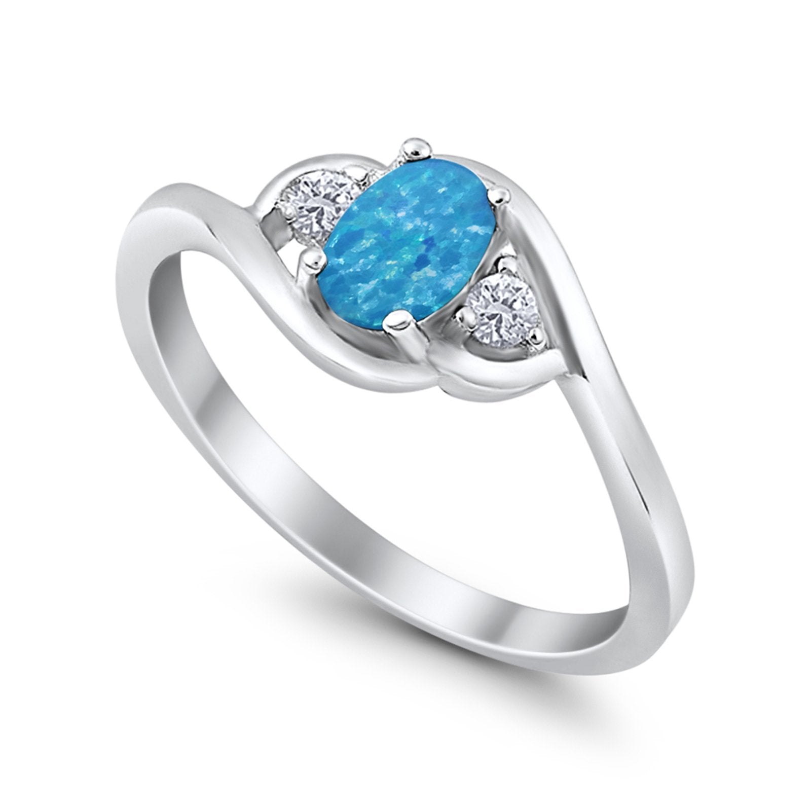 Wedding Ring Oval Cut Round Simulated Cubic Zirconia 925 Sterling Silver