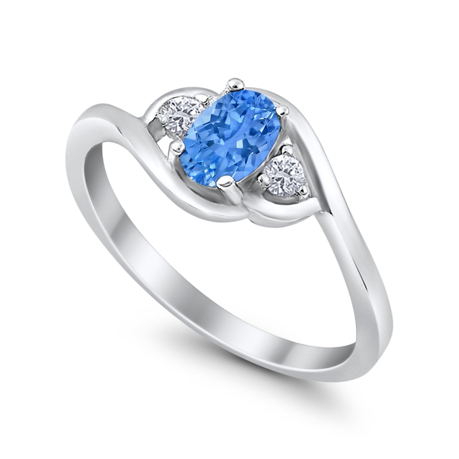 Wedding Ring Oval Cut Round Simulated Cubic Zirconia 925 Sterling Silver