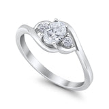 Wedding Ring Oval Cut Round Simulated Cubic Zirconia 925 Sterling Silver