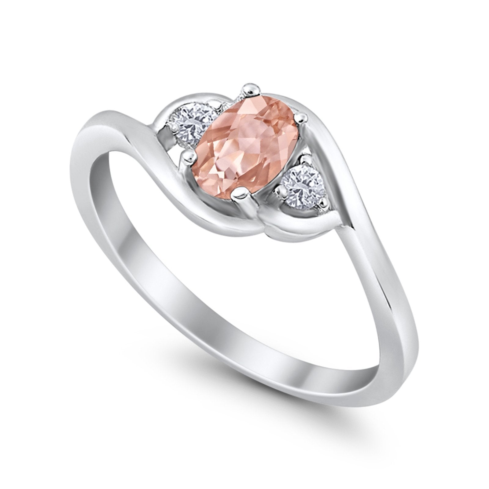 Wedding Ring Oval Cut Round Simulated Cubic Zirconia 925 Sterling Silver