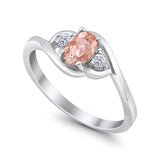 Wedding Ring Oval Cut Round Simulated Cubic Zirconia 925 Sterling Silver