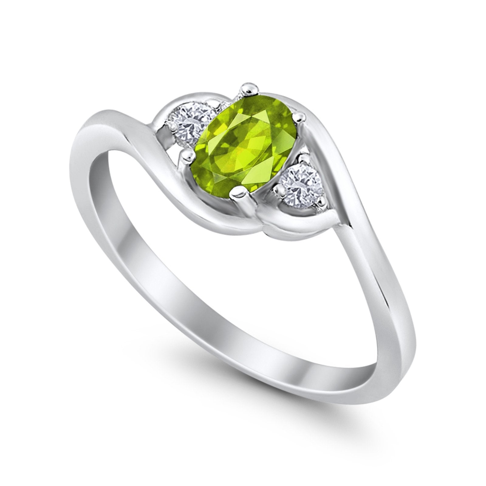 Wedding Ring Oval Cut Round Simulated Cubic Zirconia 925 Sterling Silver