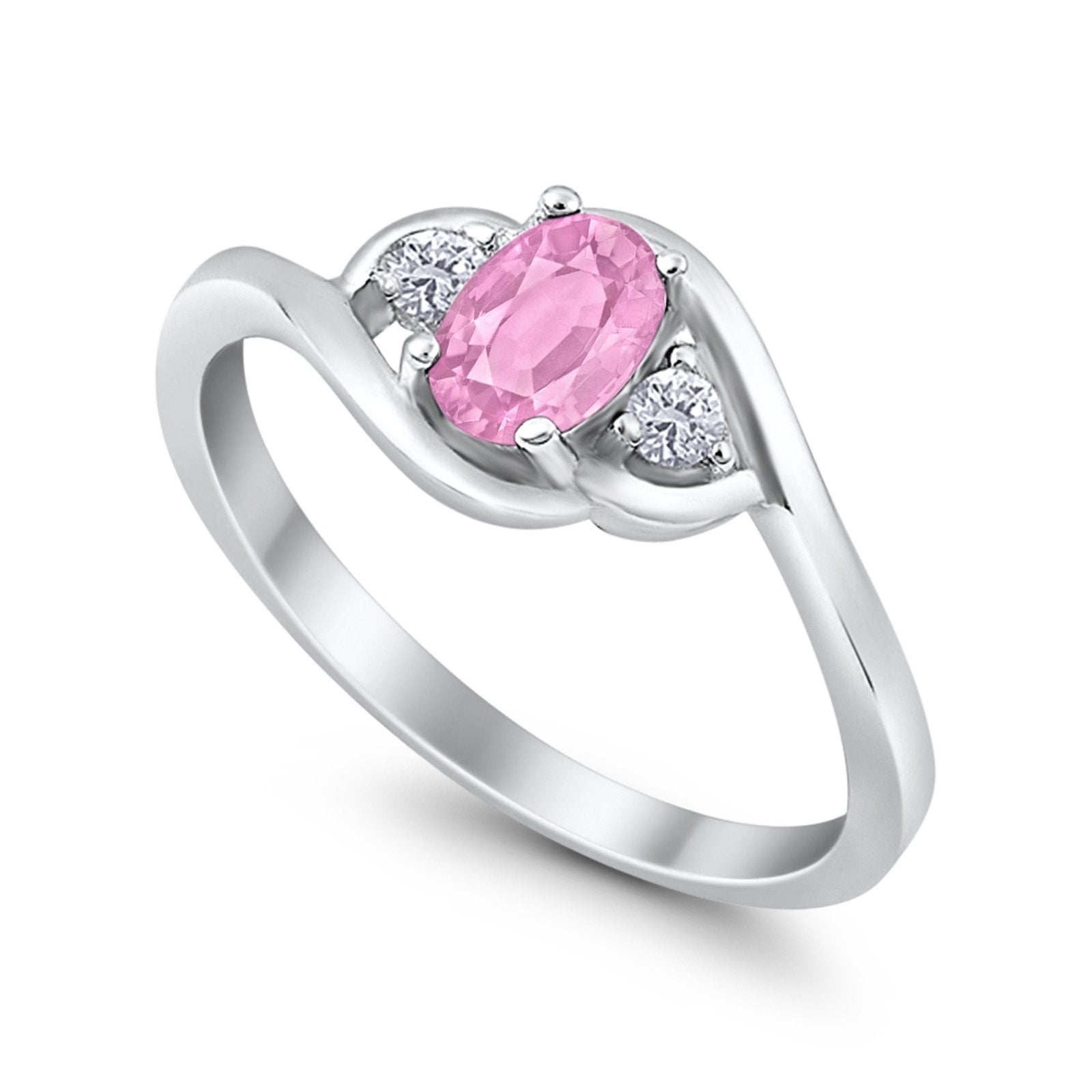 Wedding Ring Oval Cut Round Simulated Cubic Zirconia 925 Sterling Silver