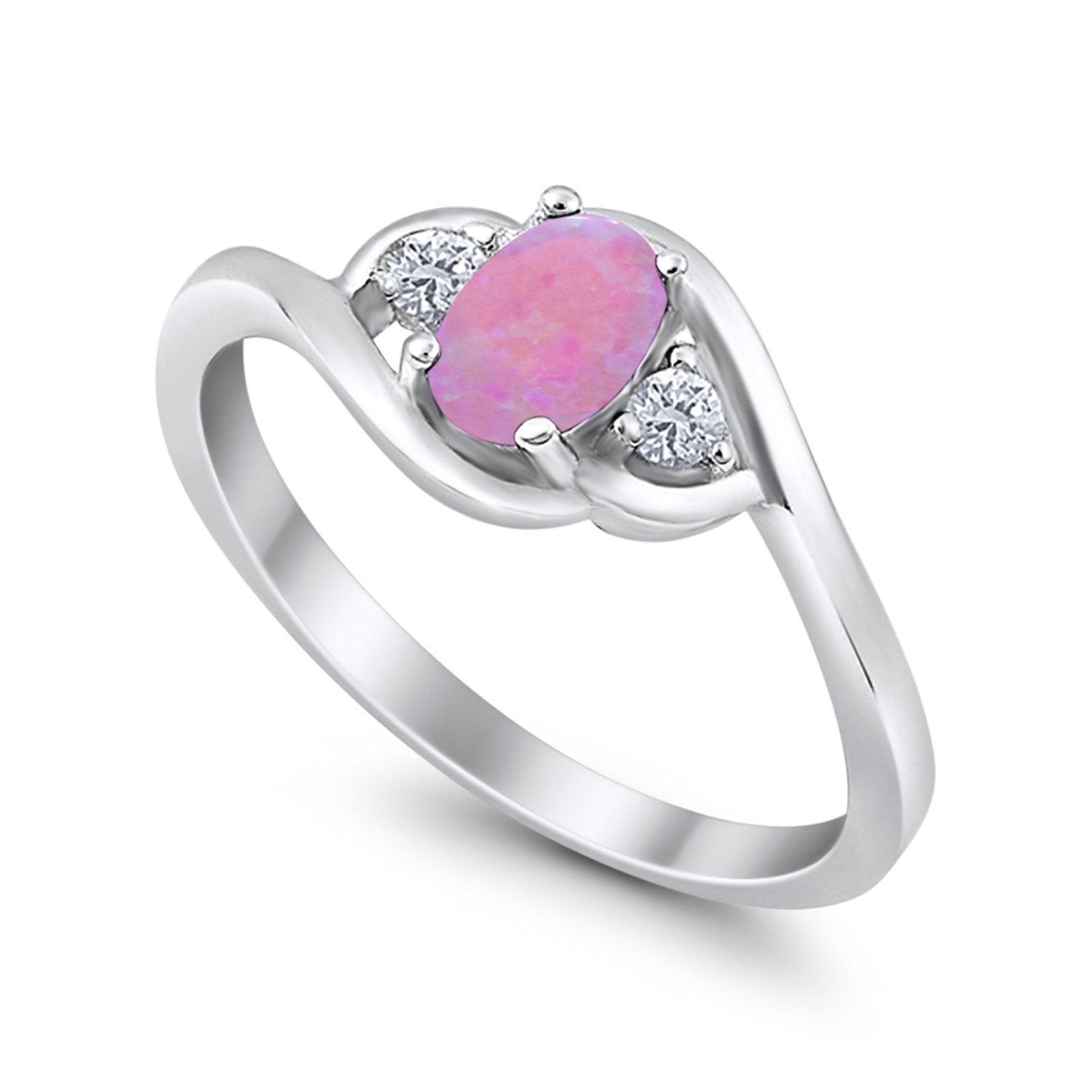 Wedding Ring Oval Cut Round Simulated Cubic Zirconia 925 Sterling Silver