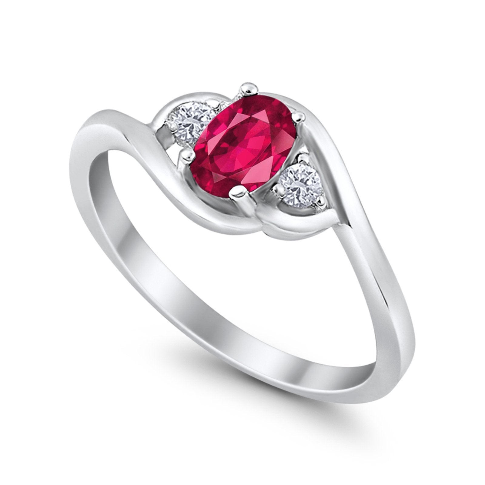 Wedding Ring Oval Cut Round Simulated Cubic Zirconia 925 Sterling Silver