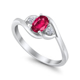 Wedding Ring Oval Cut Round Simulated Cubic Zirconia 925 Sterling Silver