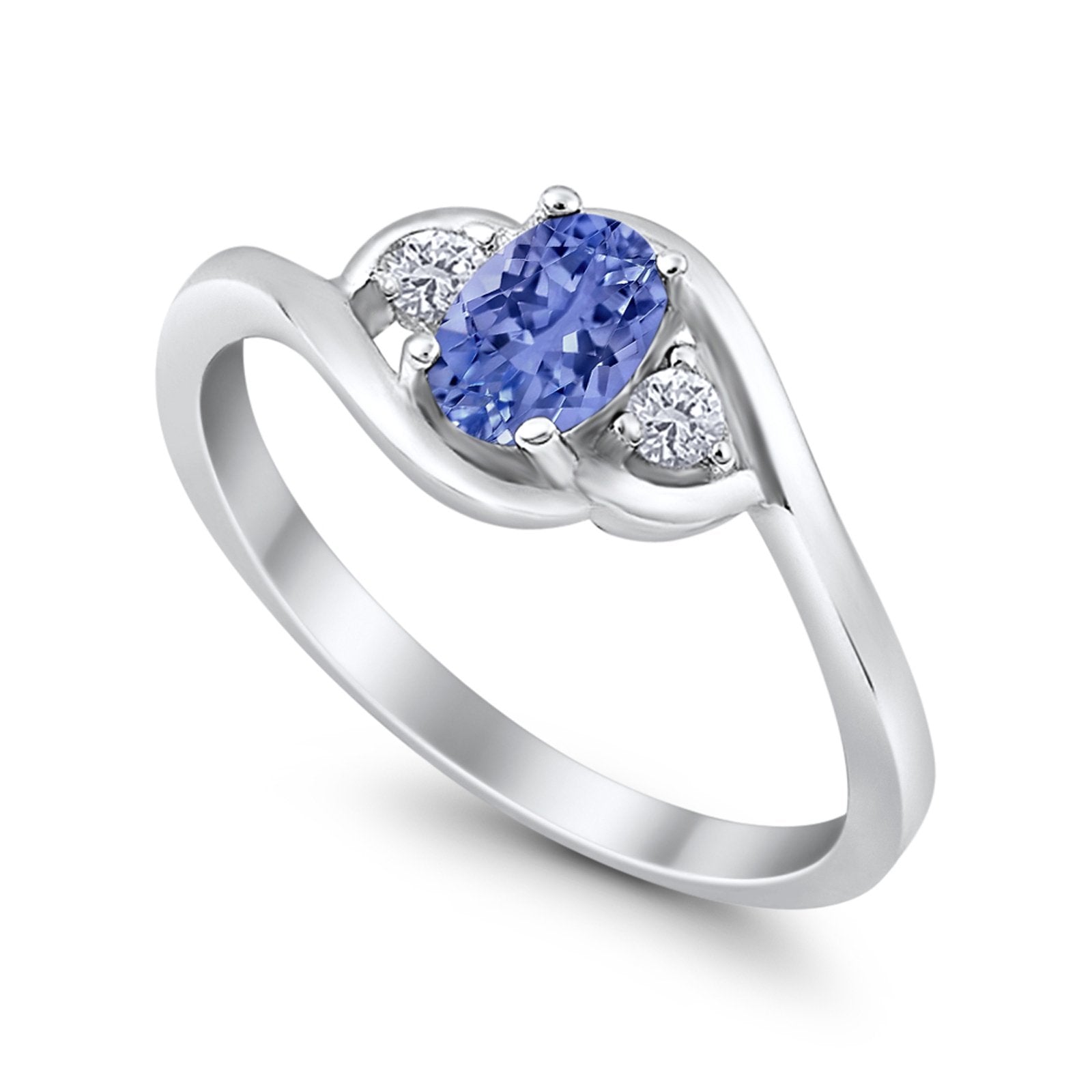 Wedding Ring Oval Cut Round Simulated Cubic Zirconia 925 Sterling Silver