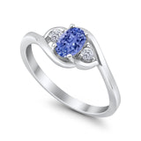 Wedding Ring Oval Cut Round Simulated Cubic Zirconia 925 Sterling Silver
