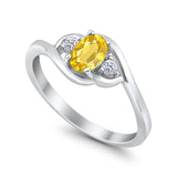 Wedding Ring Oval Cut Round Simulated Cubic Zirconia 925 Sterling Silver