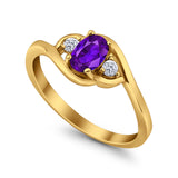 Wedding Ring Oval Cut Round Simulated Cubic Zirconia 925 Sterling Silver