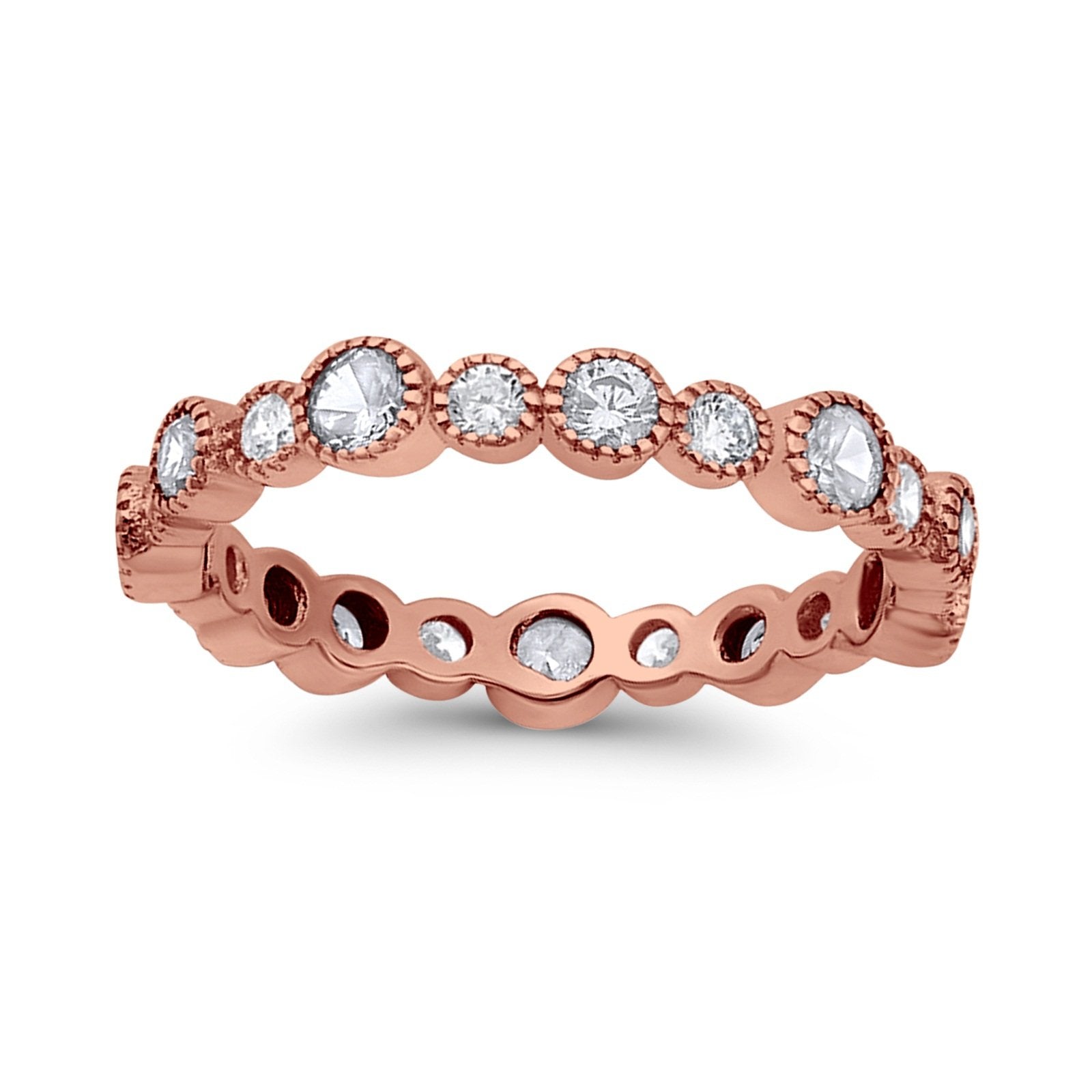 Full Eternity Wedding Ring Simulated CZ 925 Sterling Silver