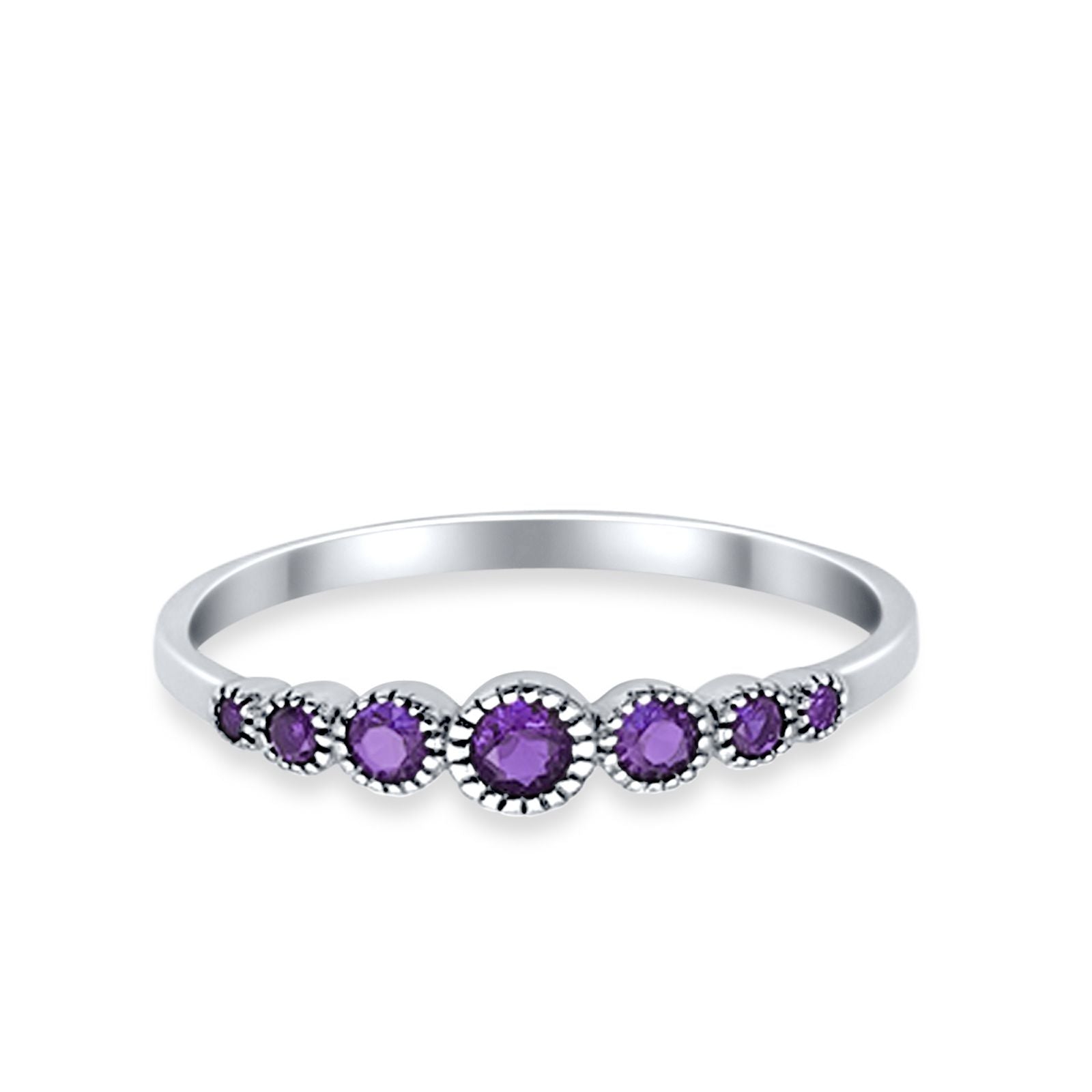 Half Eternity Petite Dainty Wedding Band Ring Simulated CZ 925 Sterling Silver