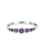 Half Eternity Petite Dainty Wedding Band Ring Simulated CZ 925 Sterling Silver