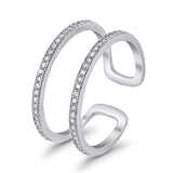 Double Band Row Round Simulated CZ 925 Sterling Silver Eternity Ring