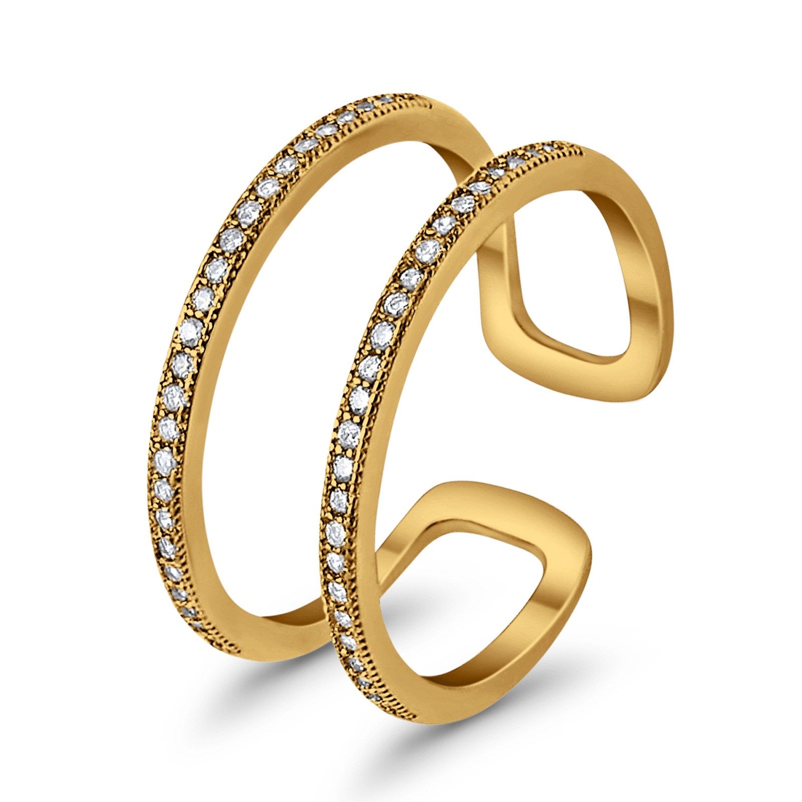 Double Band Row Round Simulated CZ 925 Sterling Silver Eternity Ring