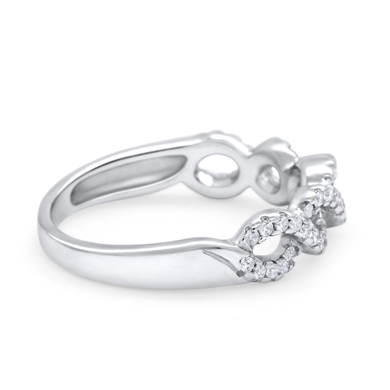 Crisscross Twisted Eternity Wedding Ring Simulated CZ 925 Sterling Silver