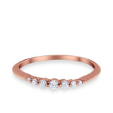 Thin Half Eternity Wedding Band Ring Round Simulated CZ 925 Sterling Silver