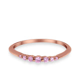 Thin Half Eternity Wedding Band Ring Round Simulated CZ 925 Sterling Silver