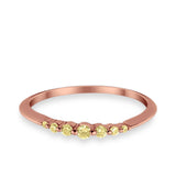 Thin Half Eternity Wedding Band Ring Round Simulated CZ 925 Sterling Silver