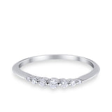 Thin Half Eternity Wedding Band Ring Round Simulated CZ 925 Sterling Silver
