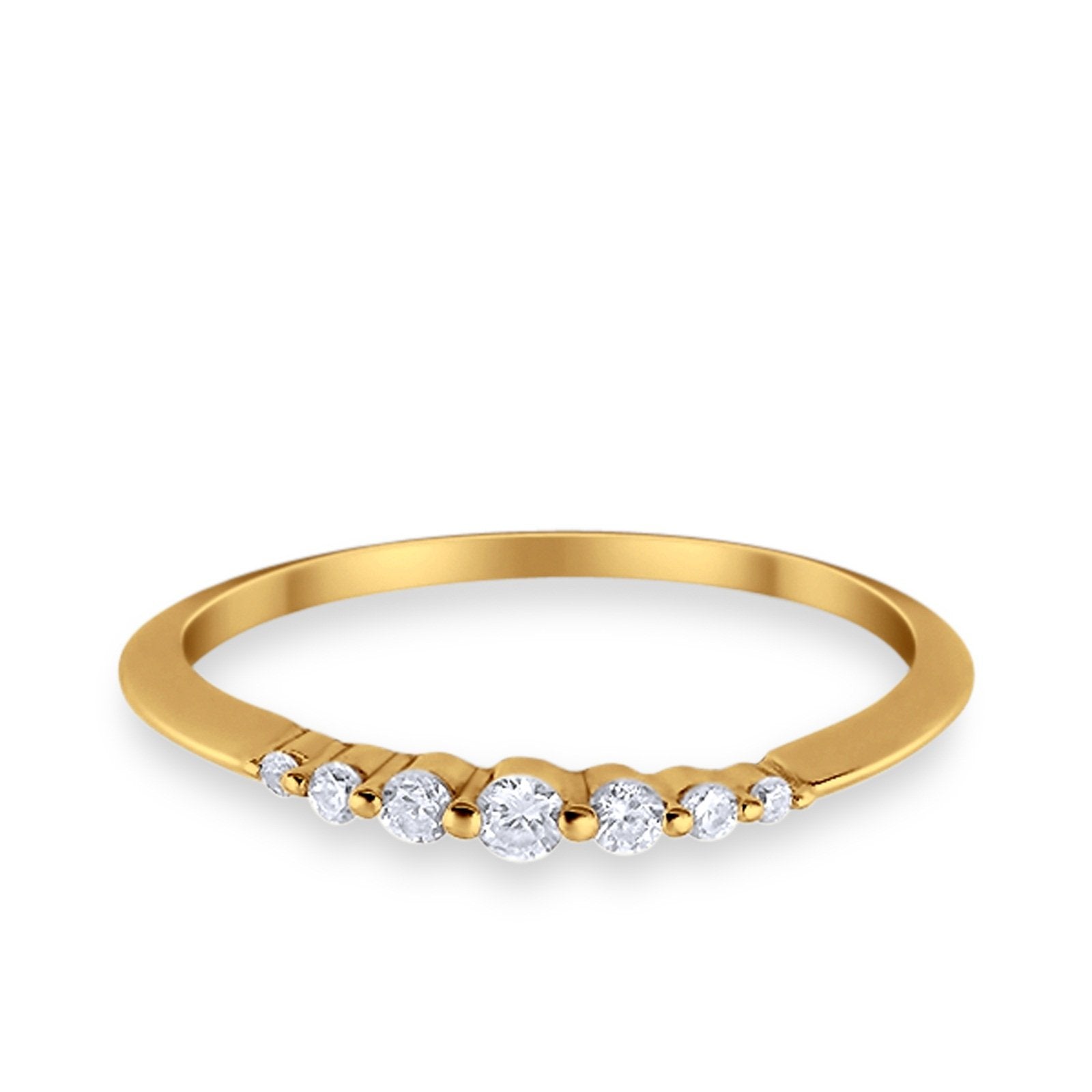 Thin Half Eternity Wedding Band Ring Round Simulated CZ 925 Sterling Silver