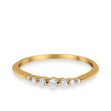 Thin Half Eternity Wedding Band Ring Round Simulated CZ 925 Sterling Silver