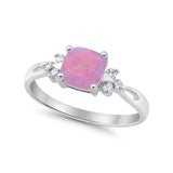 Wedding Ring Cushion Cut Simulated Purple Amethyst Round CZ 925 Sterling Silver