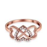 Infinity Heart Promise Eternity Ring Simulated CZ 925 Sterling Silver