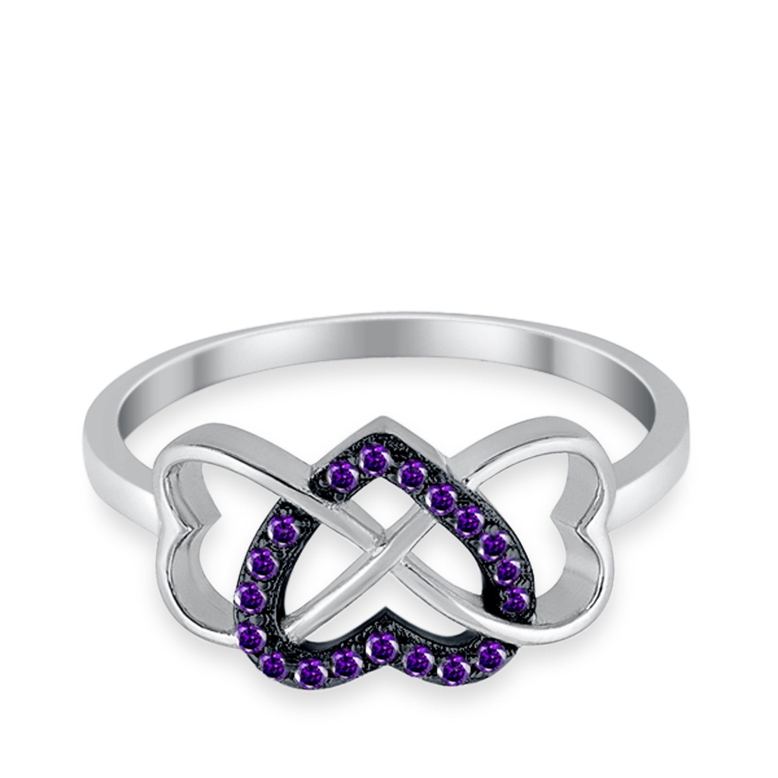 Infinity Heart Promise Eternity Ring Simulated CZ 925 Sterling Silver