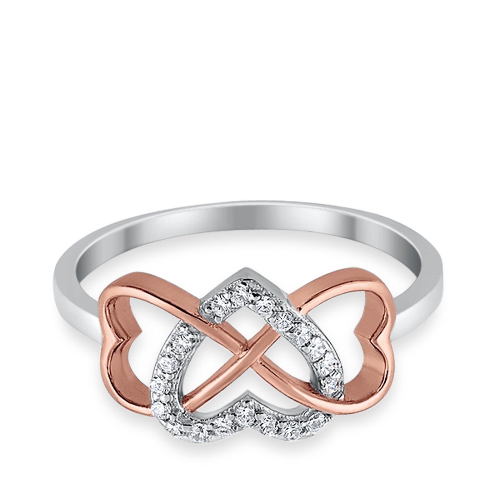 Infinity Heart Promise Eternity Ring Simulated CZ 925 Sterling Silver