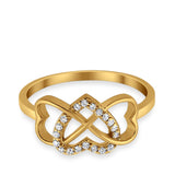 Infinity Heart Promise Eternity Ring Simulated CZ 925 Sterling Silver