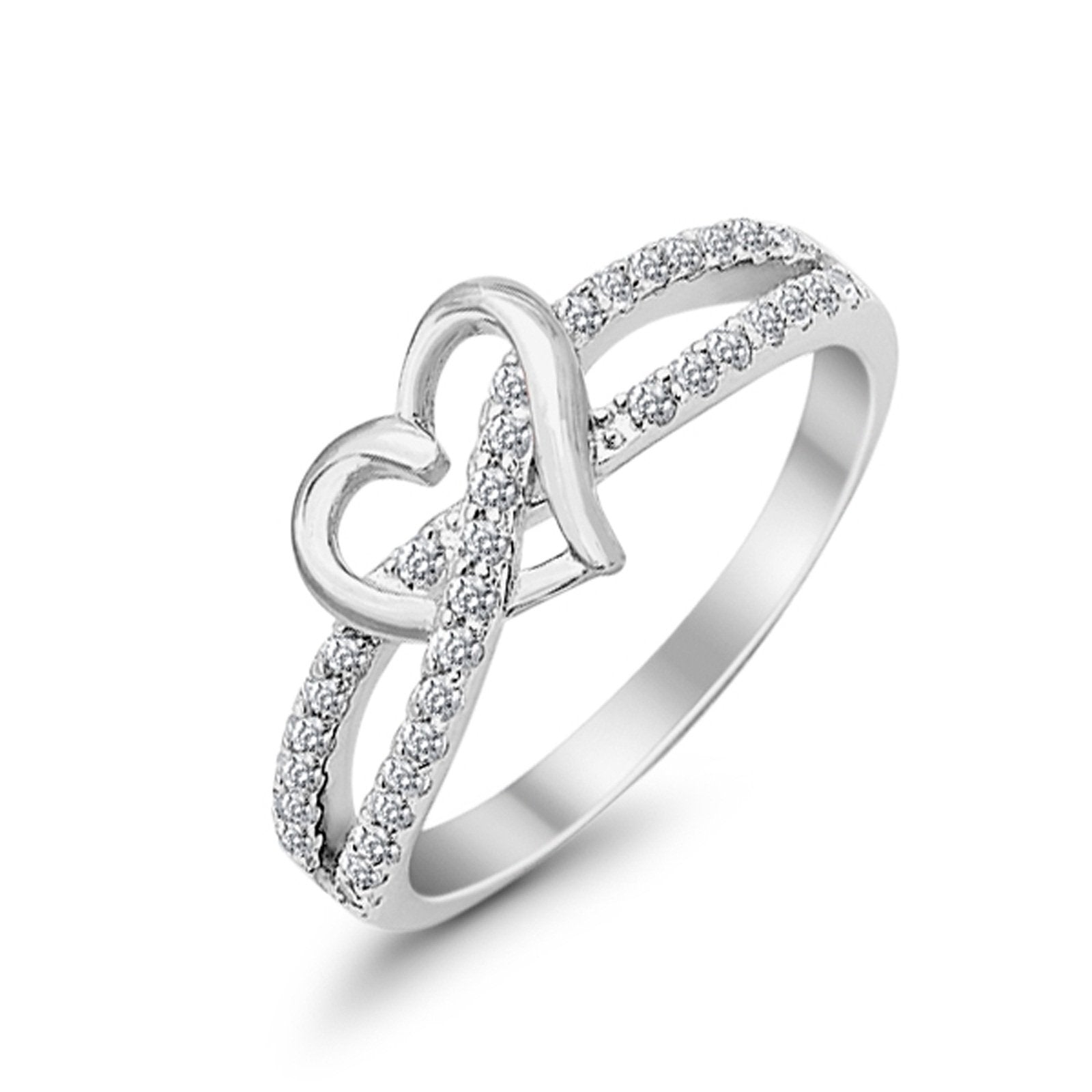 Heart Promise Engagement Eternity Ring Simulated CZ 925 Sterling Silver