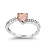 Heart Promise Ring Simulated Round Cubic Zirconia 925 Sterling Silver
