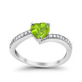 Heart Promise Ring Simulated Round Cubic Zirconia 925 Sterling Silver