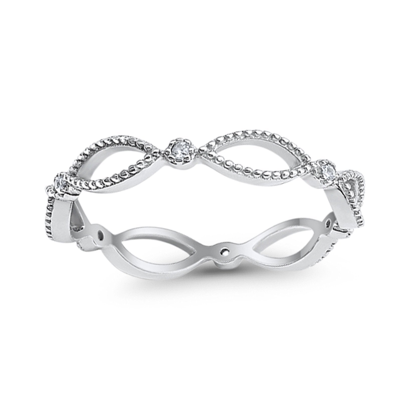 Full Eternity Band Ring Round Simulated CZ 925 Sterling Silver