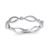Full Eternity Band Ring Round Simulated CZ 925 Sterling Silver