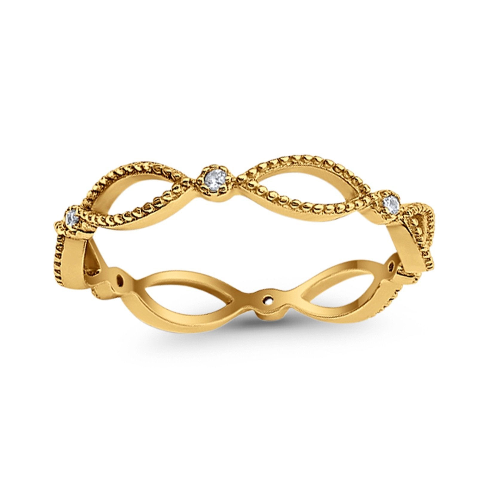 Full Eternity Band Ring Round Simulated CZ 925 Sterling Silver