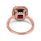 Halo Wedding Ring Cushion Cut Round Simulated Cubic Zirconia 925 Sterling Silver