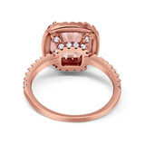 Halo Wedding Ring Cushion Cut Round Simulated Cubic Zirconia 925 Sterling Silver