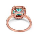 Halo Wedding Ring Cushion Cut Round Simulated Cubic Zirconia 925 Sterling Silver