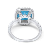 Halo Wedding Ring Cushion Cut Round Simulated Cubic Zirconia 925 Sterling Silver