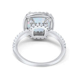 Halo Wedding Ring Cushion Cut Round Simulated Cubic Zirconia 925 Sterling Silver