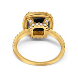 Halo Wedding Ring Cushion Cut Round Simulated Cubic Zirconia 925 Sterling Silver