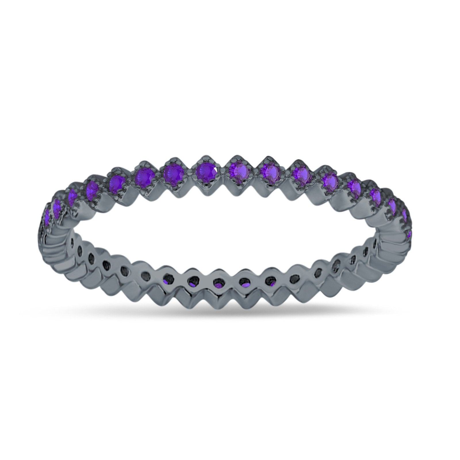 2mm Full Eternity Wedding Band Ring Simulated Cubic Zirconia 925 Sterling Silver