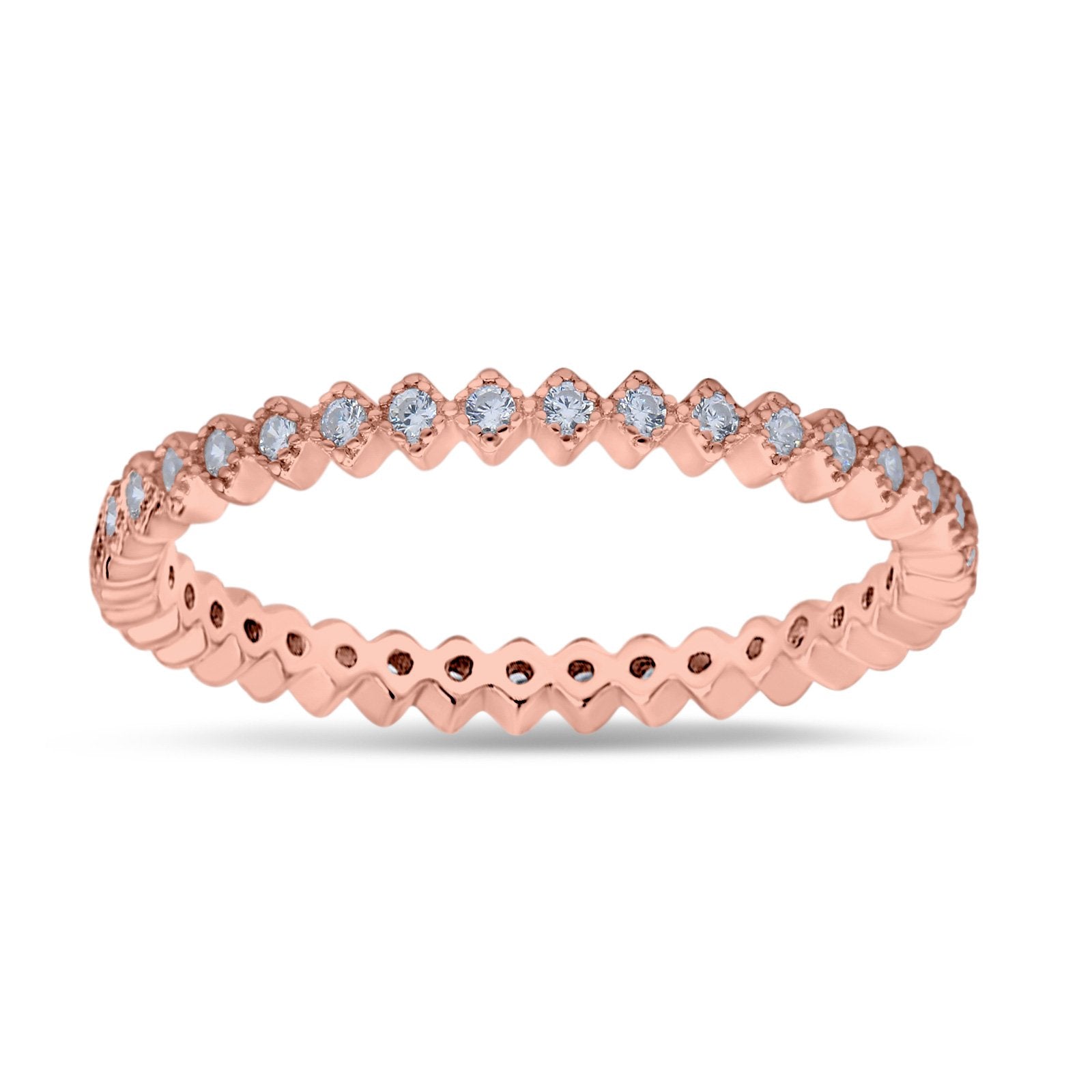 2mm Full Eternity Wedding Band Ring Simulated Cubic Zirconia 925 Sterling Silver