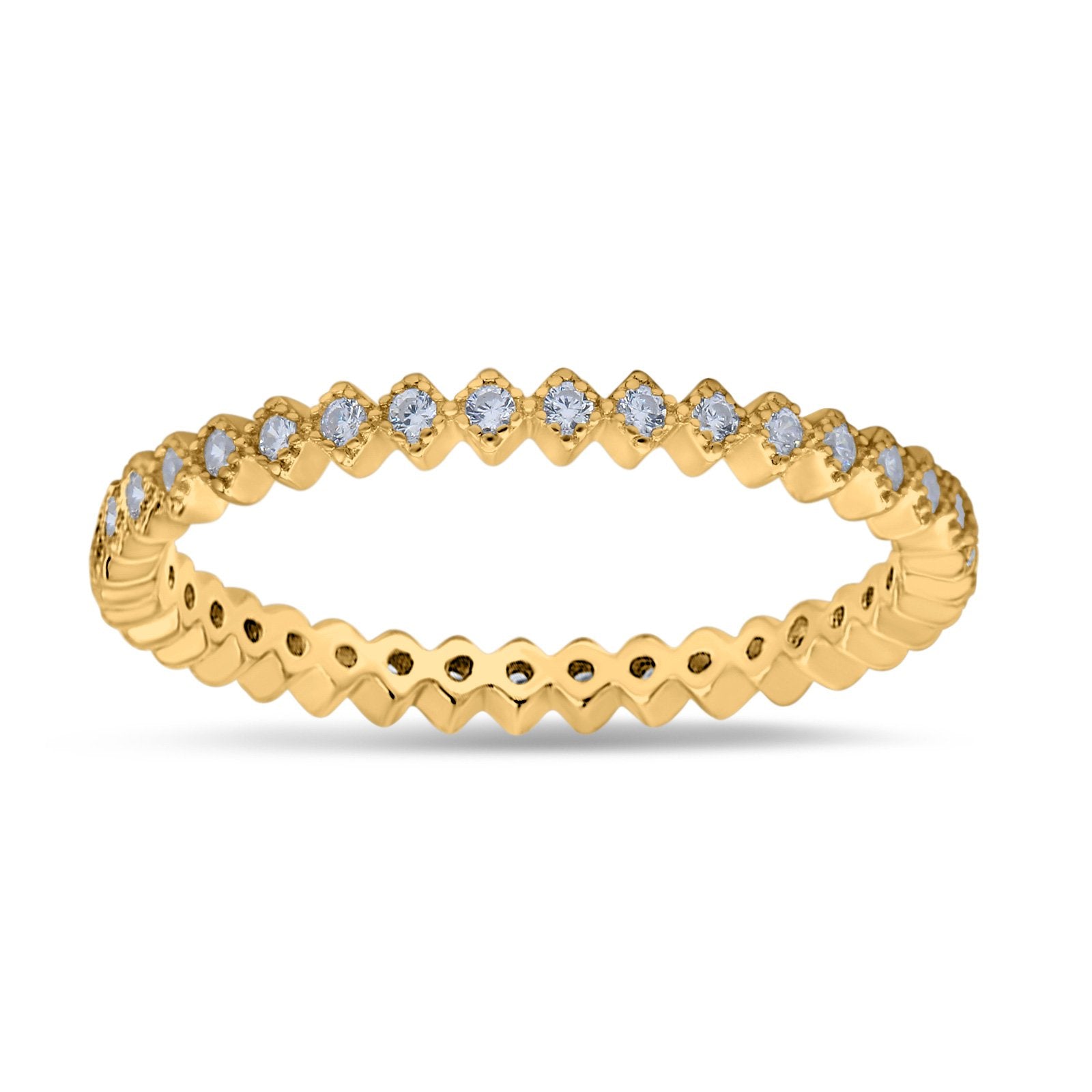 2mm Full Eternity Wedding Band Ring Simulated Cubic Zirconia 925 Sterling Silver