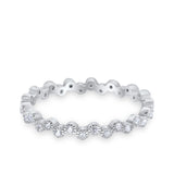 Full Eternity Stackable Band Ring Round Simulated CZ 925 Sterling Silver