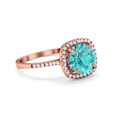 Halo Wedding Engagement Ring Round Simulated Cubic Zirconia 925 Sterling Silver