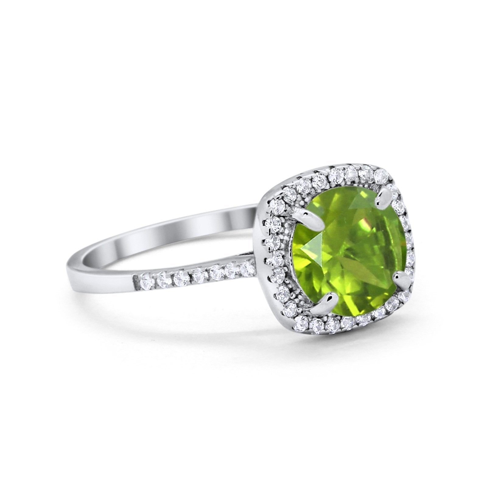 Halo Wedding Engagement Ring Round Simulated Cubic Zirconia 925 Sterling Silver