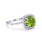 Halo Wedding Engagement Ring Round Simulated Cubic Zirconia 925 Sterling Silver